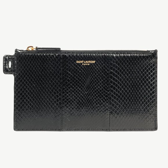 Saint Laurent Black Snakeskin Flat Wallet - Picture 1 of 10